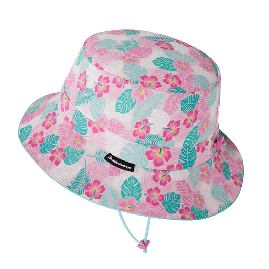 3 little monkey bucket sunhat - hibiscus