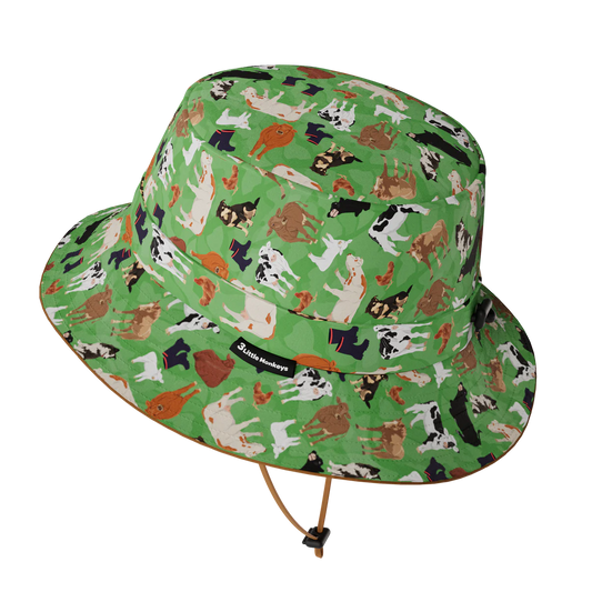 3 little monkey bucket sunhat - farming