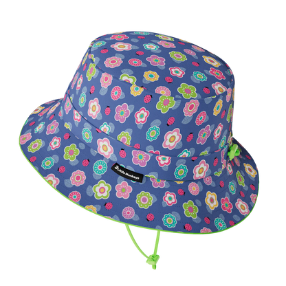 3 little monkey bucket sunhat - flowers & ladybugs