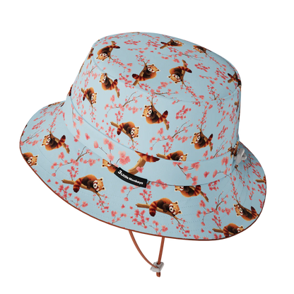 3 little monkey bucket sunhat - red panda