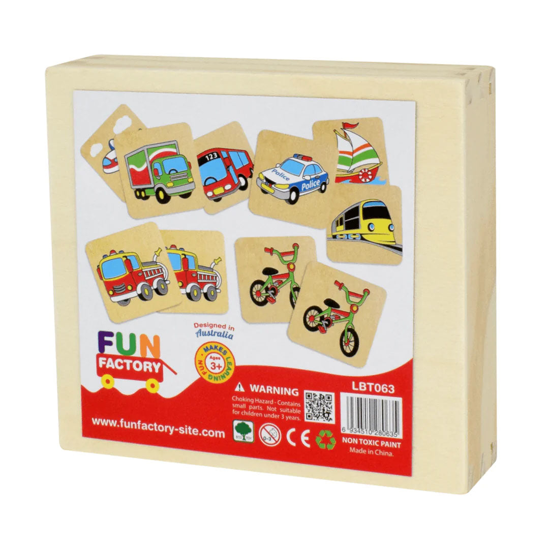 fun factory wooden memory game - transport