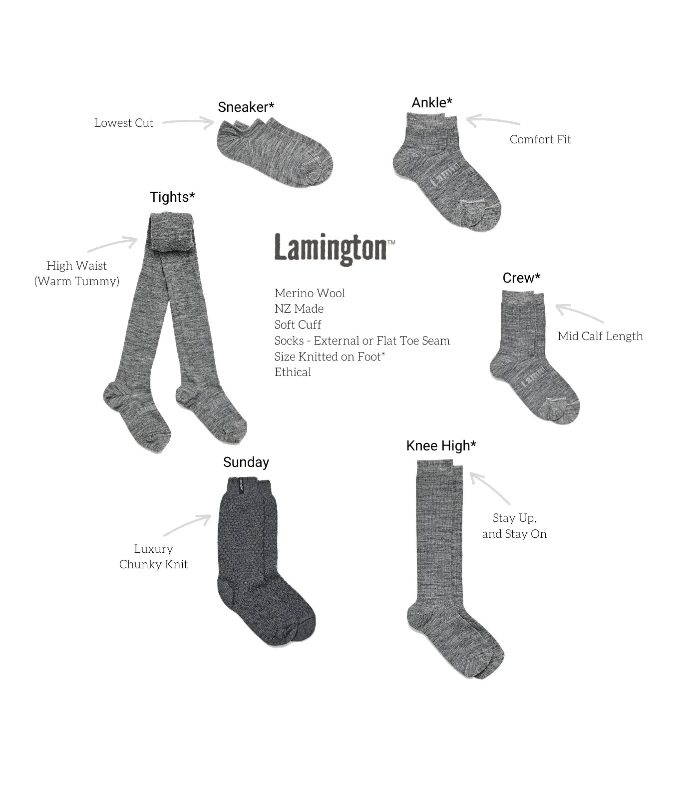 lamington merino crew socks - baby