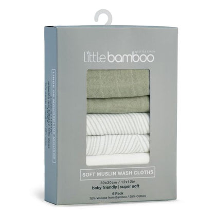 little bamboo muslin washers - 6 pack