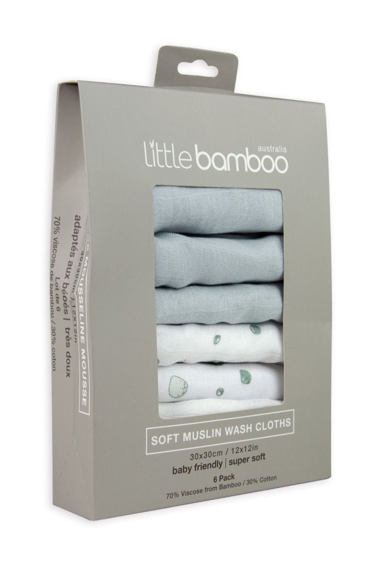 little bamboo muslin washers - 6 pack