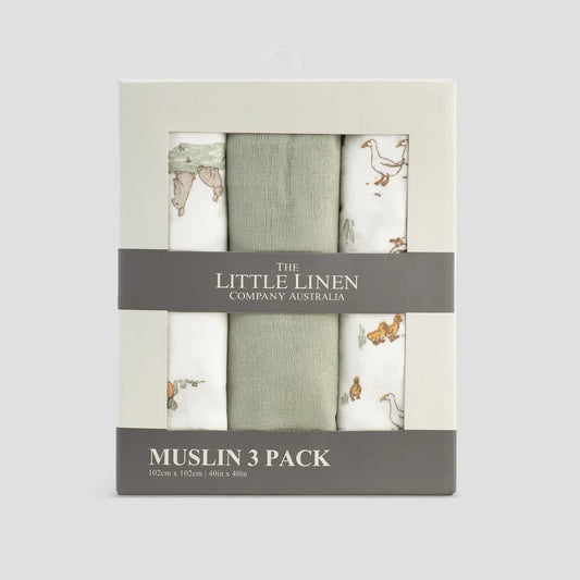 Little Linen Muslin Wrap - 3 pack