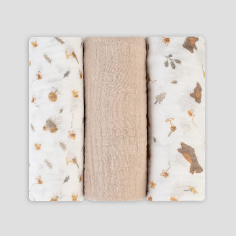 Little Linen Muslin Wrap - 3 pack