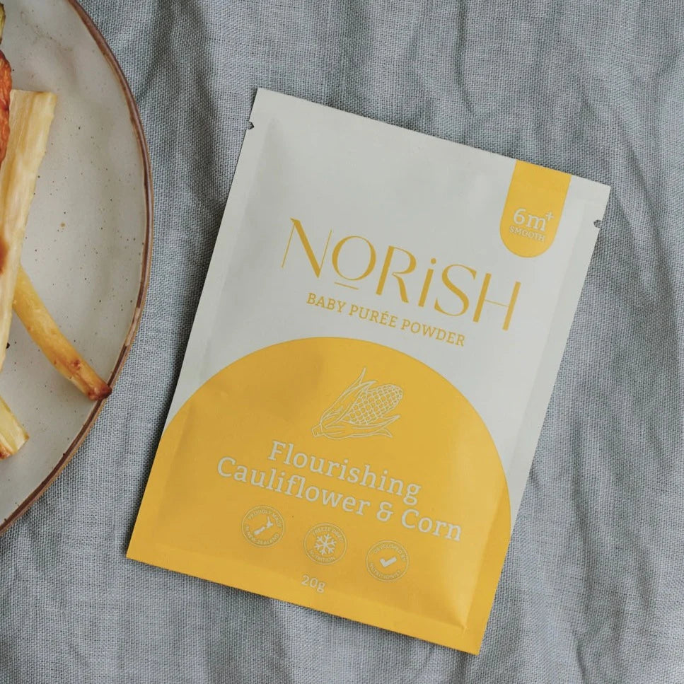 norish baby puree powder - flourishing cauliflower & corn