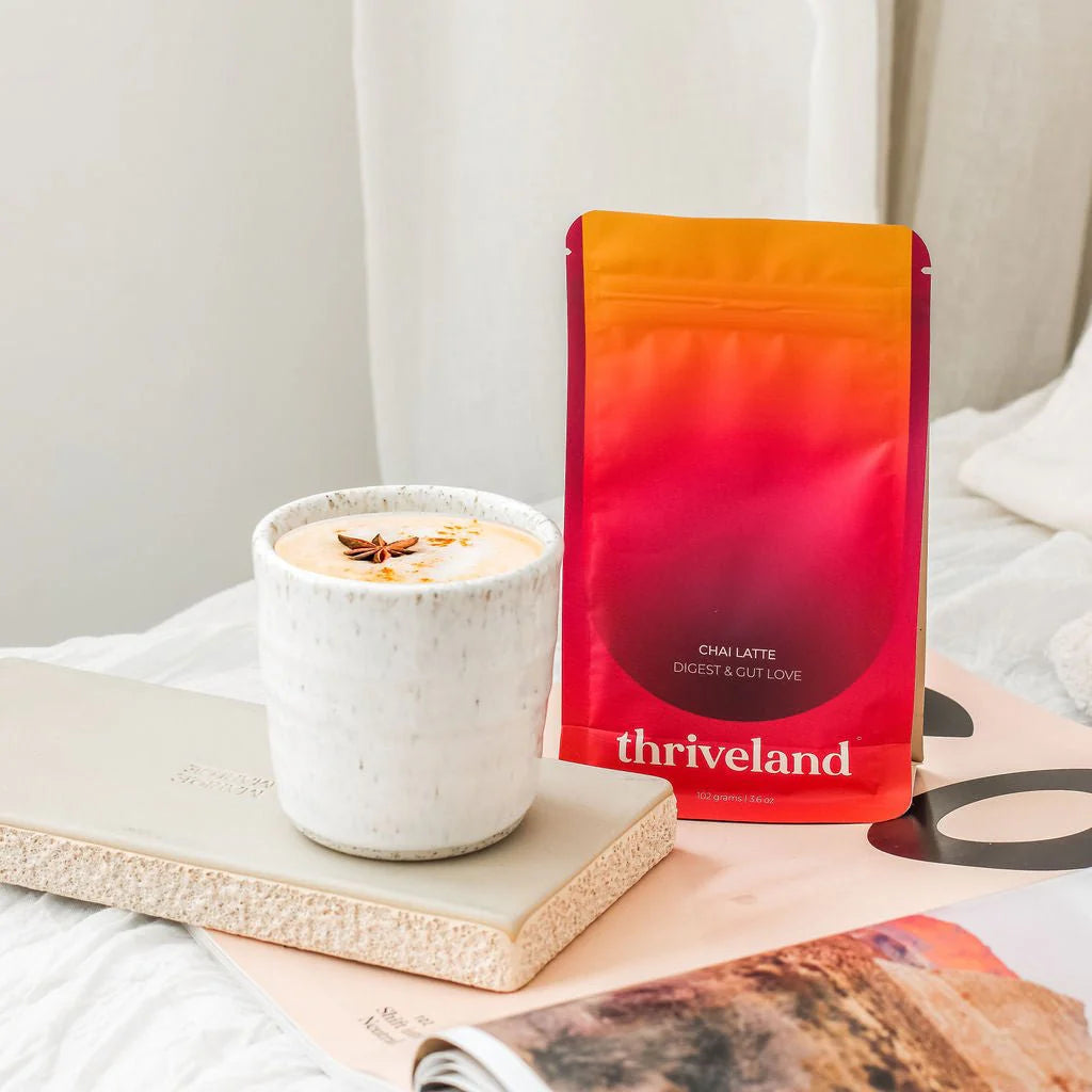 thriveland gut health & digestion chai latte